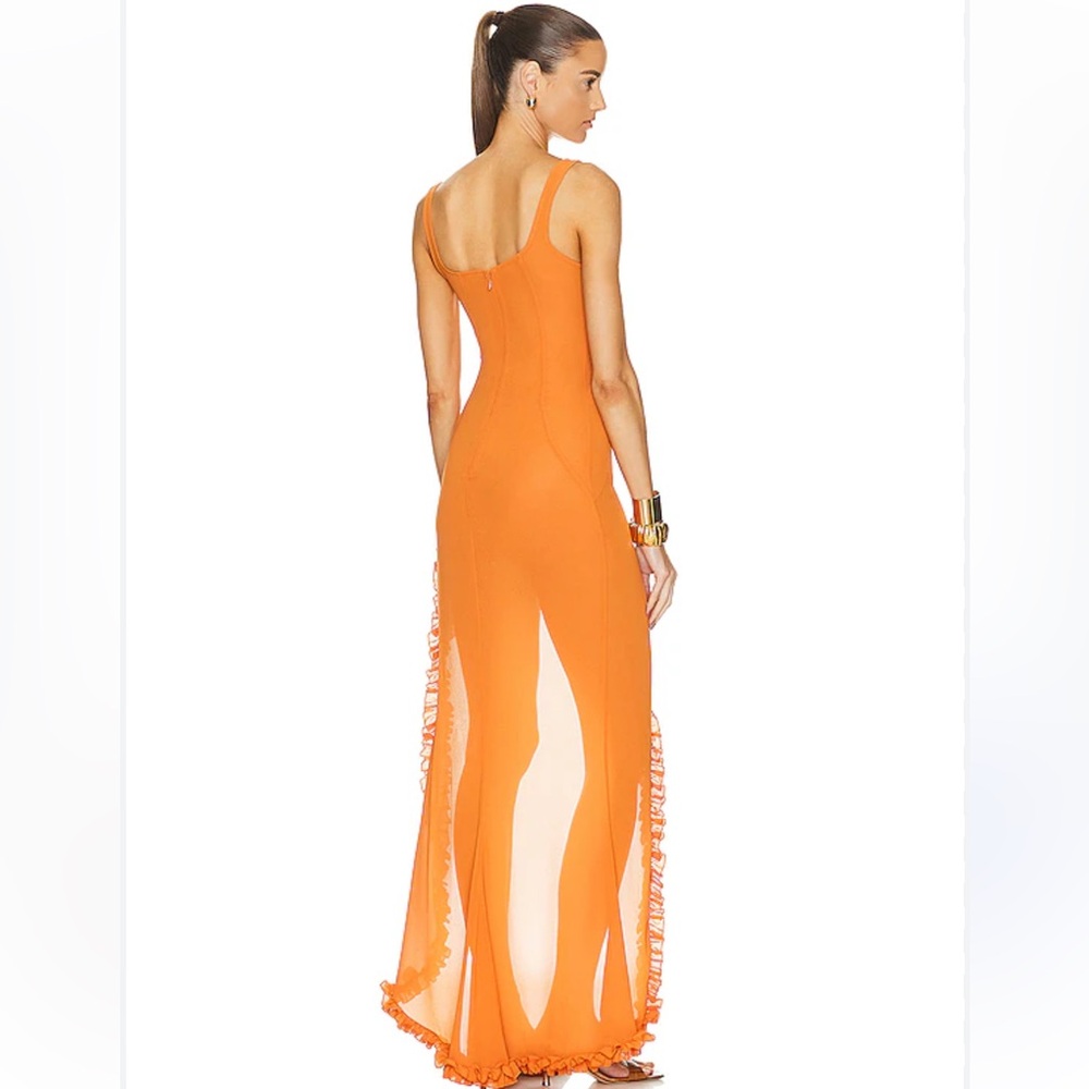 NWT Helsa Sheer Ruffled long dress - Picture 3 of 9